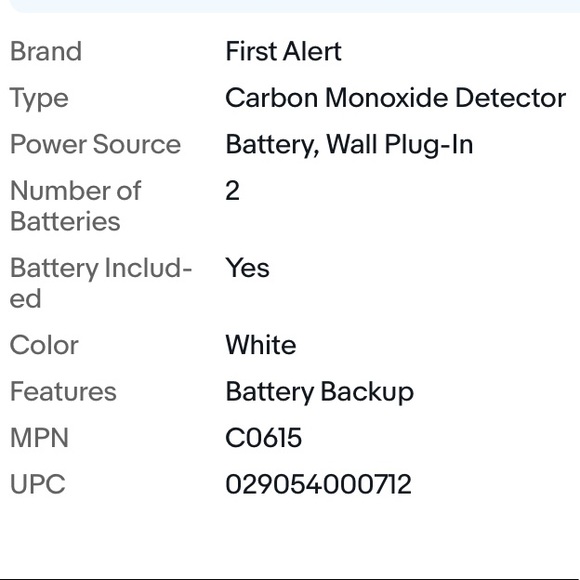 First Alert CO615 Carbon Monoxide Plug-In Alarm With Battery Backup Digital. - Picture 6 of 6